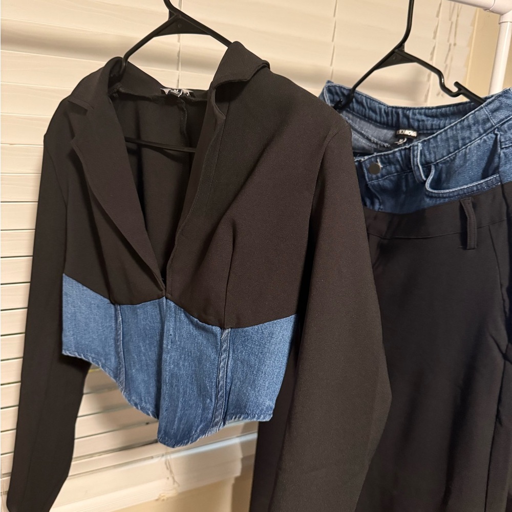 Black and Blue Two-Piece Set